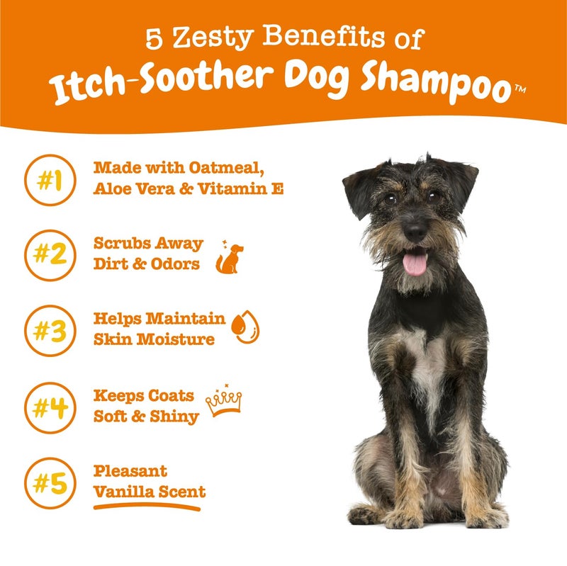 Zesty Paws Dog Shampoo with Oatmeal & Aloe Vera - Grooming Pet Wash for Itchy & Sensitive Skin + Dandruff & Coat - Gentle Anti Itch Formula - Vanilla Bean Scent - 16 OZ - Image 2